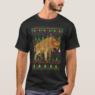 醜いクリスマスセータースタイル照明ハイエナクリスマス Tシャツ