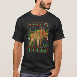 醜いクリスマスセータースタイル照明ハイエナクリスマス Tシャツ