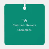 醜いクリスマスセーターチャンピオンズレッドフォト メタルオーナメント (裏面)