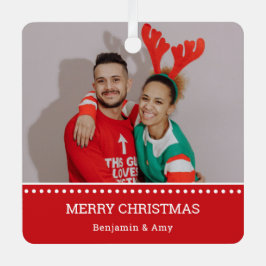 醜いクリスマスセーターチャンピオンズレッドフォト メタルオーナメント