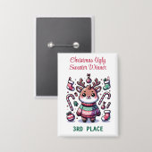 醜いクリスマスセータートインデナーウィナー3位 缶バッジ (正面/裏面)