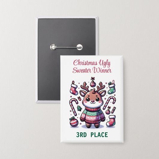 醜いクリスマスセータートインデナーウィナー3位 缶バッジ (正面/裏面)