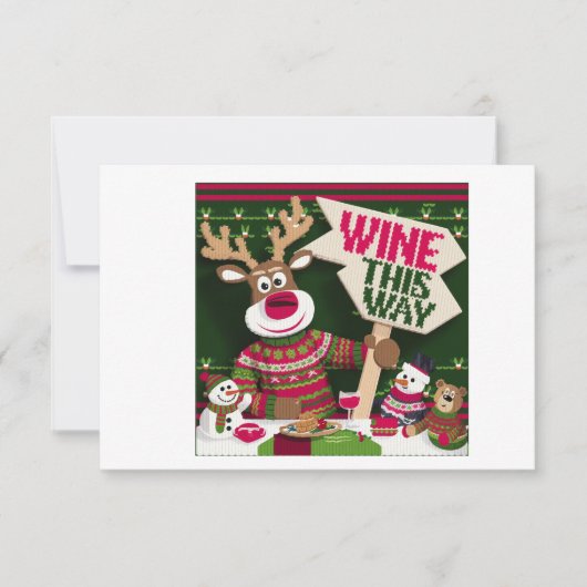 醜いクリスマスセータートナカイと友人 サンキューカード (正面)