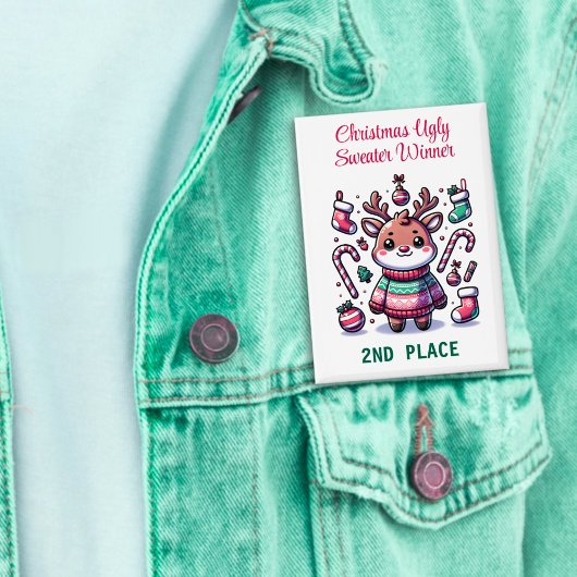 醜いクリスマスセータートナカイ勝者2位 缶バッジ