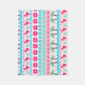 醜いクリスマスセータートロピカルフラミンゴ フリースブランケット (正面)