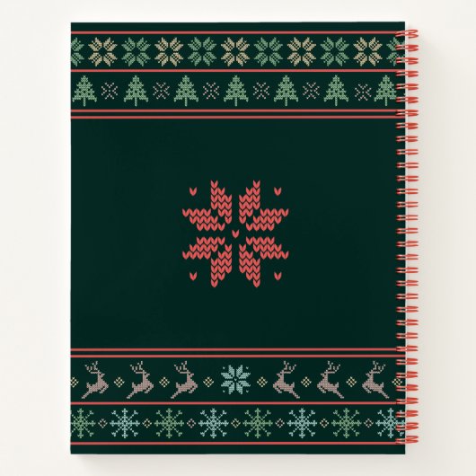 醜いクリスマスセーターニットグリーンレシピクックブック ノートブック (裏面)