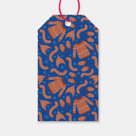 醜いクリスマスセーターハットスカーフレッドホワイト ギフトタグ (正面)