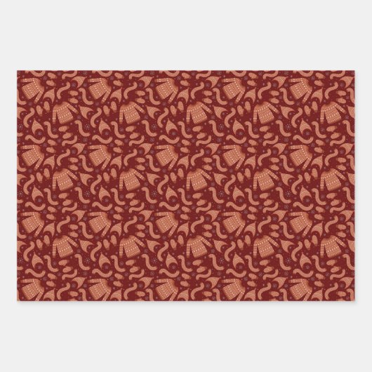 醜いクリスマスセーターハットスカーフレッドホワイト ラッピングペーパーシート (正面)