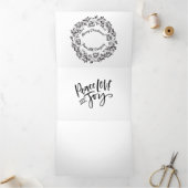 醜いクリスマスセーターハットスカーフレッドホワイト 三つ折りクリスマスカード (内部)