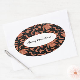 醜いクリスマスセーターハットスカーフレッドホワイト 楕円形シール