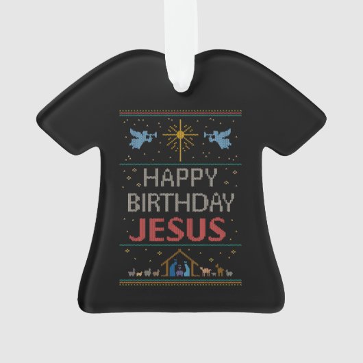 醜いクリスマスセーターハッピーバースデーイエス オーナメント (裏面)