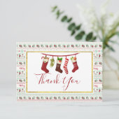 醜いクリスマスセーターパターンとストッキング サンキューカード (スタンド正面)