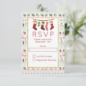 醜いクリスマスセーターパターンパーティーRSVP 出欠カード (スタンド正面)