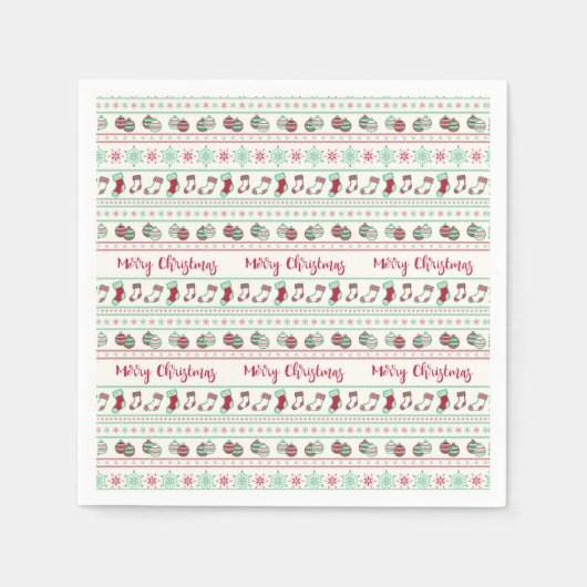 醜いクリスマスセーターパターンホリデー スタンダードカクテルナプキン (正面)