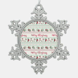 醜いクリスマスセーターパターンホリデー スノーフレークピューターオーナメント