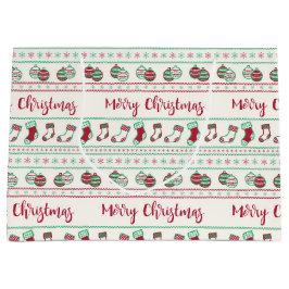 醜いクリスマスセーターパターンホリデー ラージペーパーバッグ