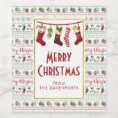 醜いクリスマスセーターパターンホリデー ワインラベル (シングルラベル)