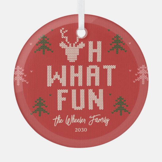 醜いクリスマスセーターパーソナライズされたオーナメント ガラスオーナメント (正面)