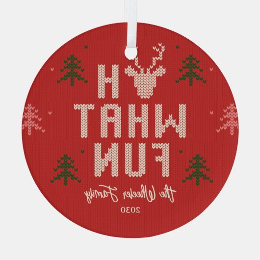 醜いクリスマスセーターパーソナライズされたオーナメント ガラスオーナメント (裏面)