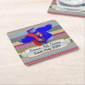 醜いクリスマスセーターパーソナライズされたパーティー スクエアペーパーコースター (アングル)