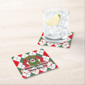 醜いクリスマスセーターパーソナライズされたパーティー スクエアペーパーコースター (インサイチュ)
