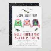 醜いクリスマスセーターパーティの招待状 (正面/裏面)