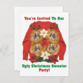 醜いクリスマスセーターパーティの招待状 インビテーションポストカード (正面/裏面)