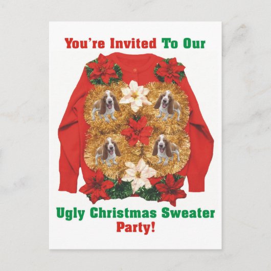 醜いクリスマスセーターパーティの招待状 インビテーションポストカード (正面)