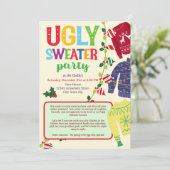 醜いクリスマスセーターパーティの招待状 シーズンカード (スタンド正面)