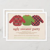 醜いクリスマスセーターパーティの招待状 招待状 (正面/裏面)