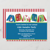 醜いクリスマスセーターパーティの招待状 招待状 (正面/裏面)