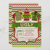 醜いクリスマスセーターパーティの招待状 招待状 (正面/裏面)