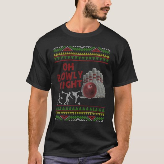 醜いクリスマスセーターパーティーオボウリーナイトボウリ Tシャツ (正面)
