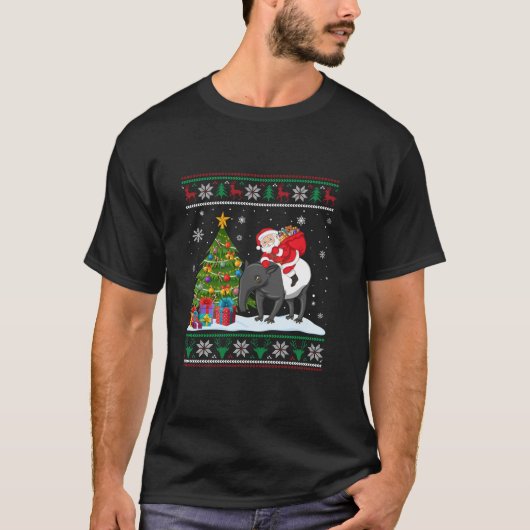 醜いクリスマスセーターパーティーサンタクロースRiding Ta Tシャツ (正面)