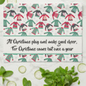 醜いクリスマスセーターパーティー供給グリーン引用文 キッチンタオル (折り畳み)