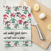 醜いクリスマスセーターパーティー供給グリーン引用文 キッチンタオル (四つ折り)