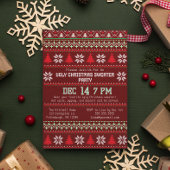 醜いクリスマスセーターパーティー編み雪フレーク 招待状
