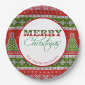 醜いクリスマスセーターパーティー |赤と緑 ペーパープレート (正面)
