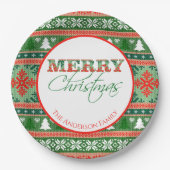 醜いクリスマスセーターパーティー |赤と緑 ペーパープレート (正面)