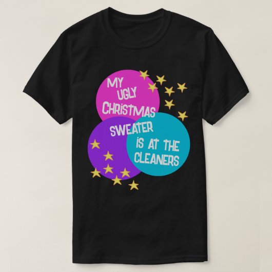 醜いクリスマスセーターピンクパープルTシャツ Tシャツ (デザイン正面)