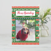 醜いクリスマスセーターフラス・ナビドッグペット写真 シーズンカード (スタンド正面)