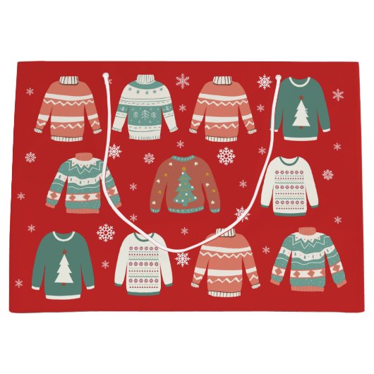 醜いクリスマスセーターホリデイ抱き枕 ラージペーパーバッグ (正面)