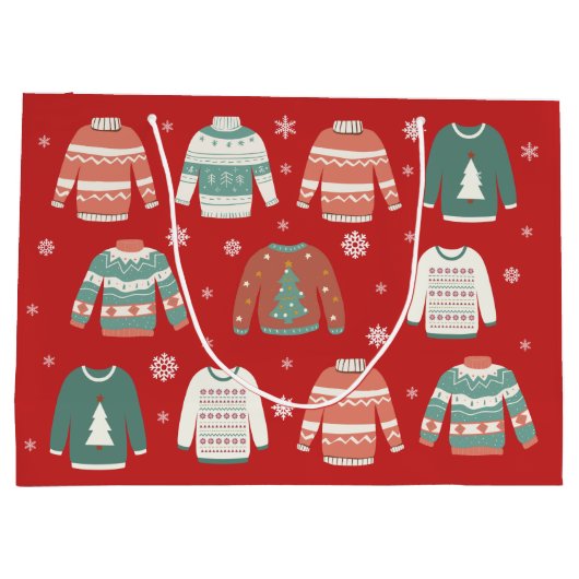 醜いクリスマスセーターホリデイ抱き枕 ラージペーパーバッグ (裏面)