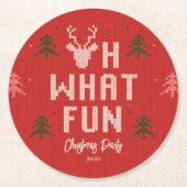 醜いクリスマスセーターホリデーパーティコースター ラウンドペーパーコースター (正面)