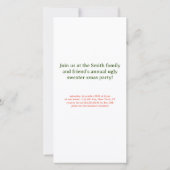 醜いクリスマスセーターホリデーパーティー招待状 (裏面)