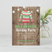 醜いクリスマスセーターホリデーパーティー招待状 招待状 (スタンド正面)