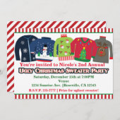 醜いクリスマスセーターホリデーパーティー招待状 招待状 (正面/裏面)