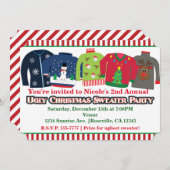 醜いクリスマスセーターホリデーパーティー招待状 招待状 (正面/裏面)