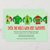 醜いクリスマスセーターホリデーパーティー招待状 招待状 (正面/裏面)