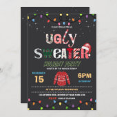 醜いクリスマスセーターホリデーパーティー 招待状 (正面/裏面)